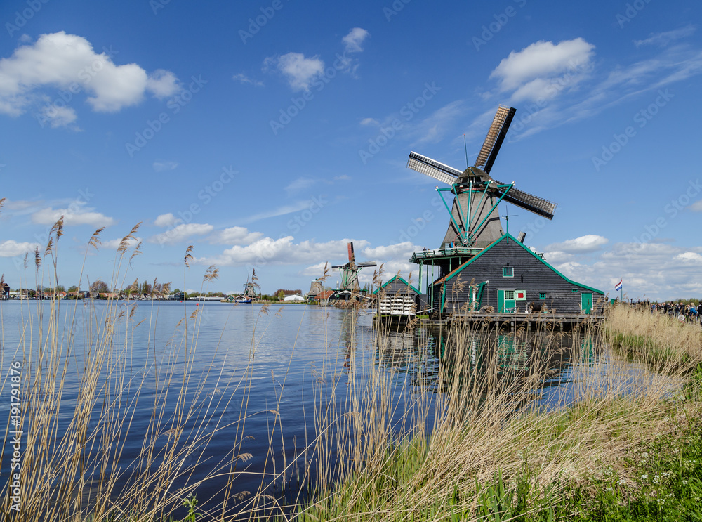 Dutch windmill, Amsterdam countryside, Netherlands