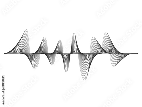 vector design illustration of dynamic sound wave, radio frequency modulation, random sound wave, amplitude wave