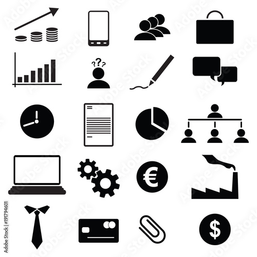 Bussiness symbols over white background