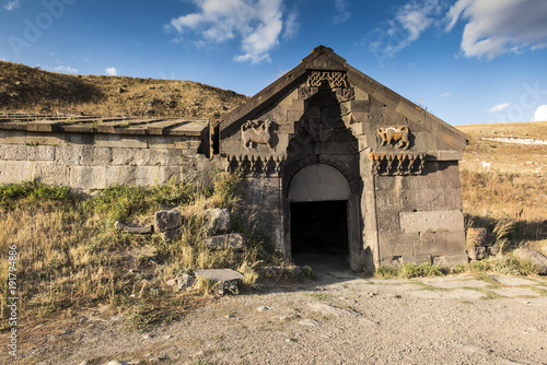 Medieval Selim caravanserai on the top of Vardenyats mountain pass  Armenia. photo