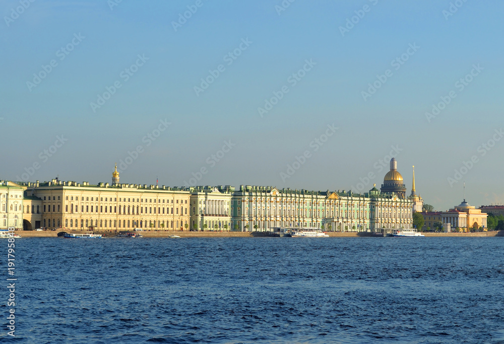 Palace Embankment and Neva River.