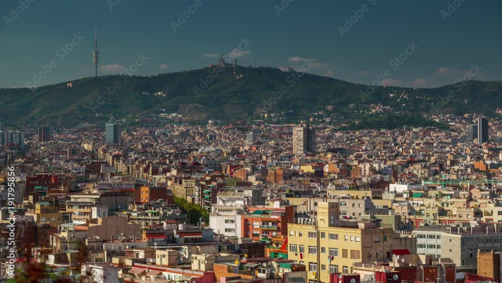 custom made wallpaper toronto digitalBARCELONA, CATALONIA - JULY 26th 2017: Timelapse of city centre from above rooftop architecture
