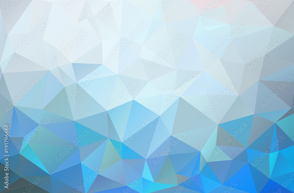 Abstract background of triangles. Blue, white, light bright multicolor background
