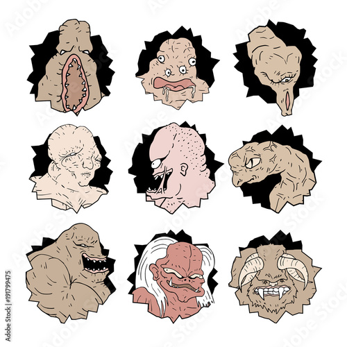 Creature faces set collection