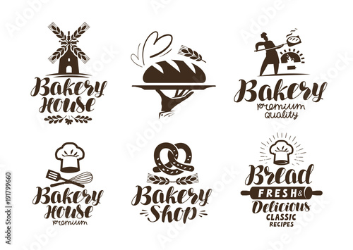Carta da parati Bakery, bakehouse label or logo