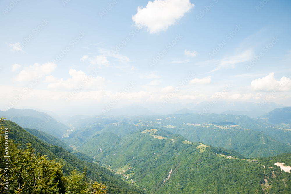 Aerial view of a mountain range in western slovenia central europe
