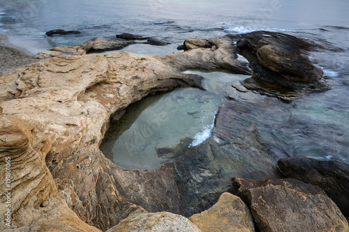 Seascape at the Black Sea coast near Ravda, Bulgaria. Rocky sunrise. photo