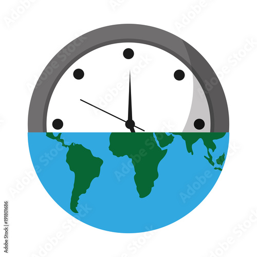 earth globe clock time ecology concept vector illustration