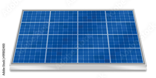Solar Plate Collector HorizontalSolar plate collector. Three-dimensional photovoltaic panel, horizontal positioning - isolated vector illustration on white background.