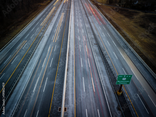 Aerial of New Jersey Roads Traffic 