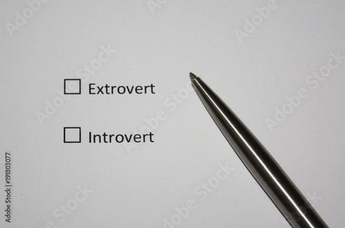 Two types of personality, extrovert or introvert mental character, select an option.