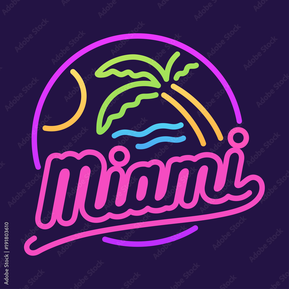 Naklejka premium Neonowy znak Miami