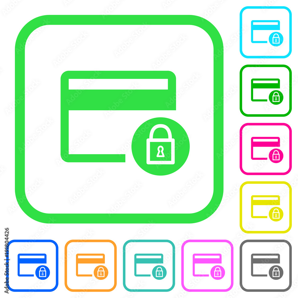 Lock credit card transactions vivid colored flat icons