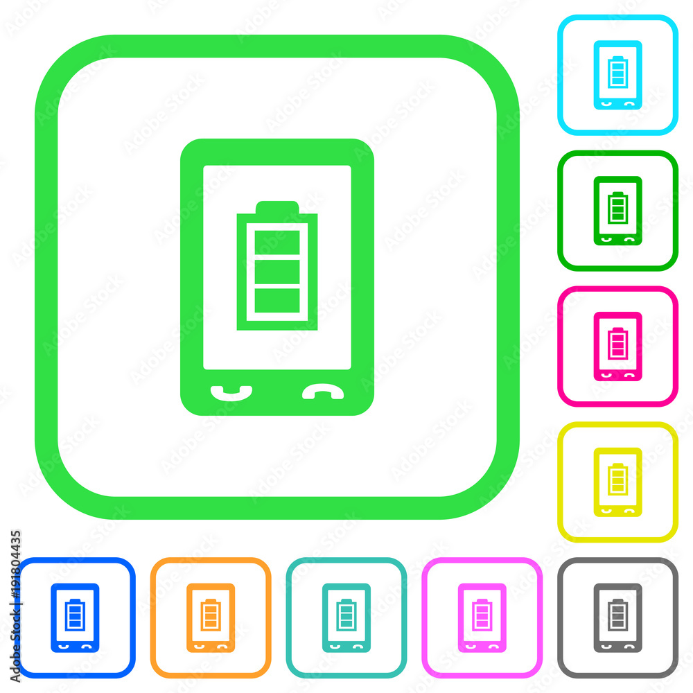 Mobile battery status vivid colored flat icons Mobile battery status vivid colored flat icons