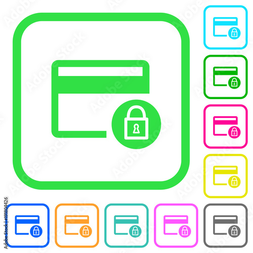 Lock credit card transactions vivid colored flat icons