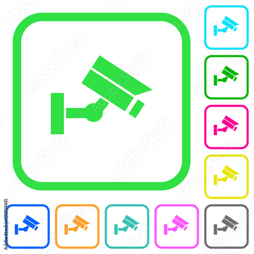 Security camera vivid colored flat icons
