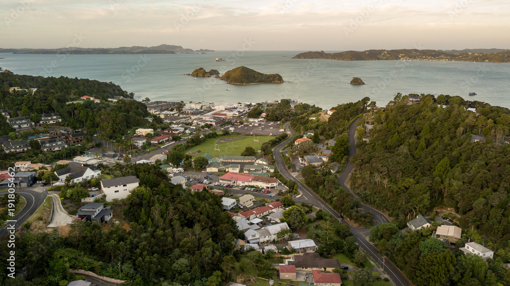 Beautiful New Zealand Town, Paihia In The Bay Of Islands At Sunset 