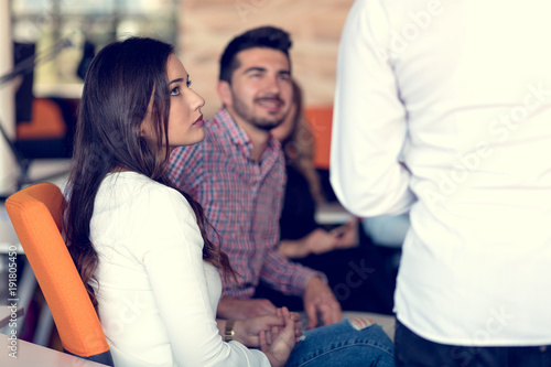 Group of freelancers are working on the new design project in the modern coworking space. © FS-Stock