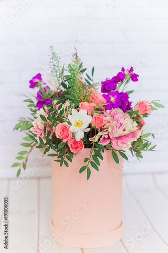 bouquet of various flowers on a white background