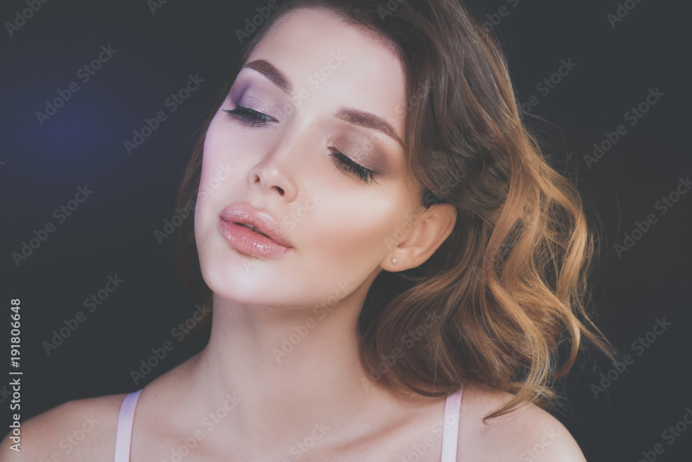 Fototapeta premium portrait of beautiful delicate woman. Portrait. Beauty. Glamorous look.