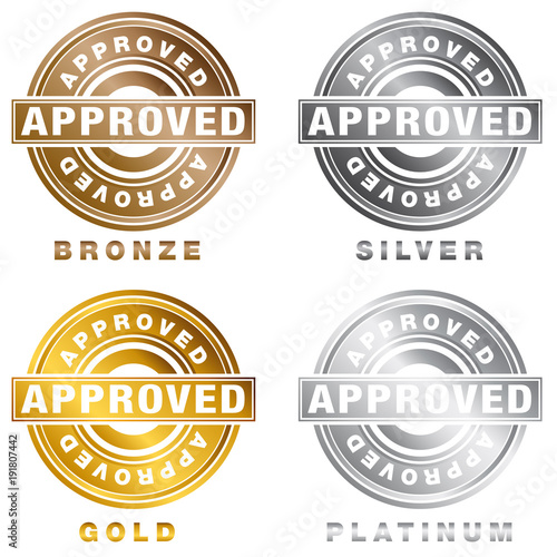 Bronze Silver Gold Platinum Approved Stamp Set