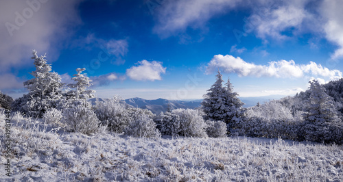 A breathtaking scene in the mountain of North Carolina during the frigid winter months.  © skiserge1