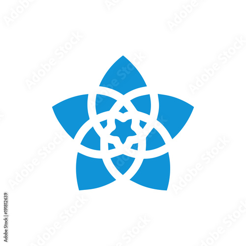 Flower of Love known as Venus Flower vector symbol. A five-petaled rose of Venus icon.