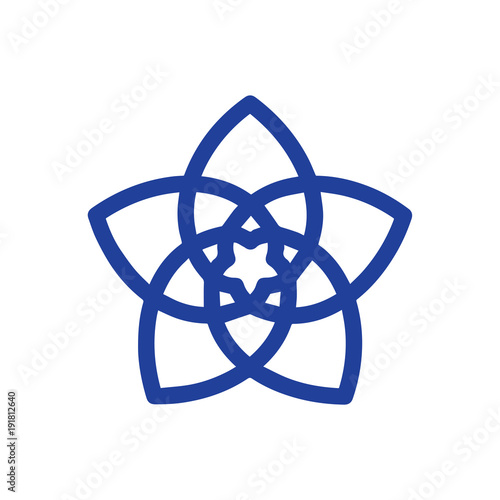 Flower of Love known as Venus Flower vector symbol. A five-petaled rose of Venus icon.