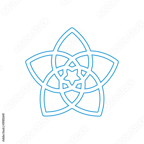 Flower of Love known as Venus Flower vector symbol. A five-petaled rose of Venus icon.