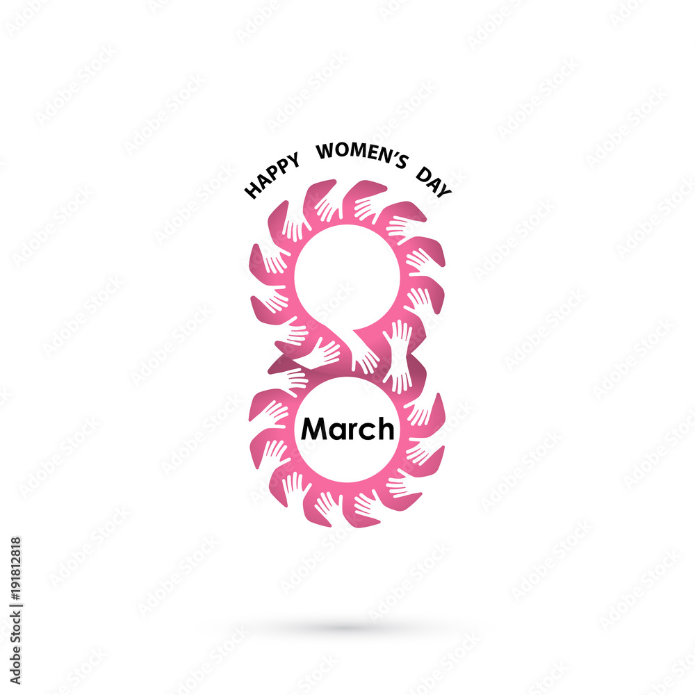 Creative 8 March logo vector design with international women's day icon.Women's day symbol. Minimalistic design for international women's day concept.Vector illustration Creative 8 March logo vector design with international women's day icon.Women's day symbol. Minimalistic design for international women's day concept.Vector illustration