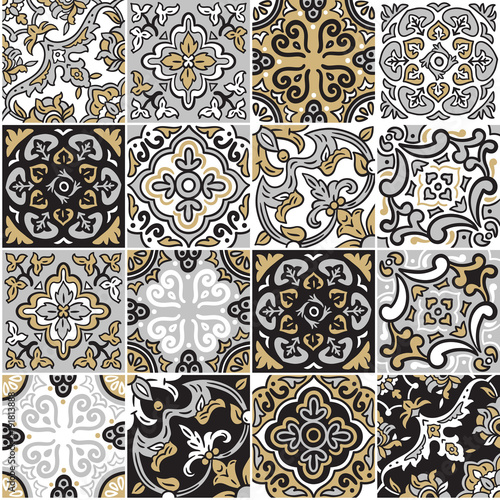 Ceramic tile with colorful patchwork in spanish style