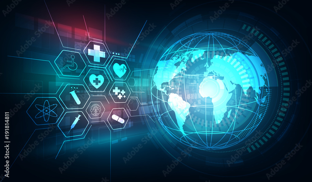 vector abstract background globe and medical health care innovation concept vector abstract background globe and medical health care innovation concept