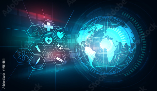 vector abstract background globe and medical health care innovation concept