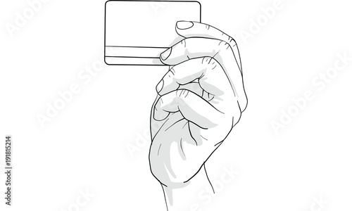 hand holding business card vector