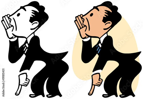A man whispering and pointing at something interesting.