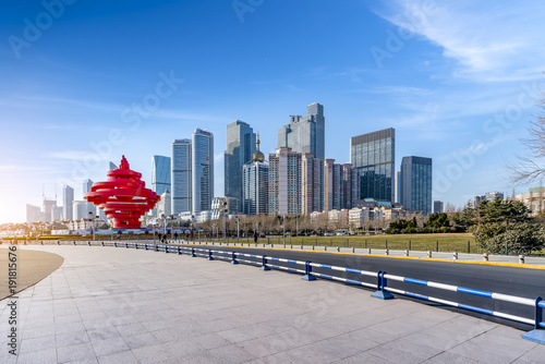 Qingdao city centre building landscape and urban skyline