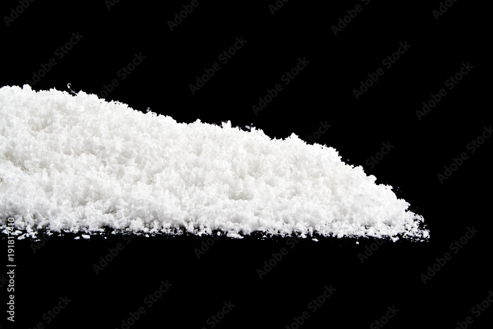 snow isolated on black background