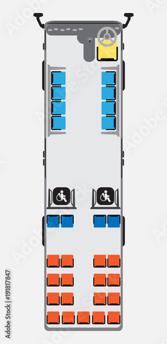 Seat Map of Metro or City Bus with wheelchair area