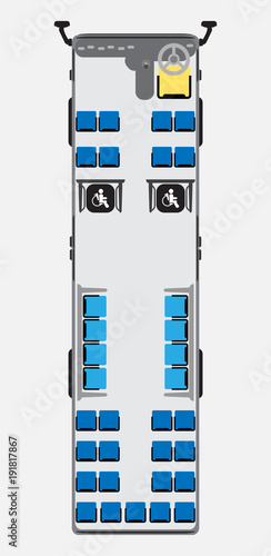 Seat Map of Metro or City Bus with wheelchair area