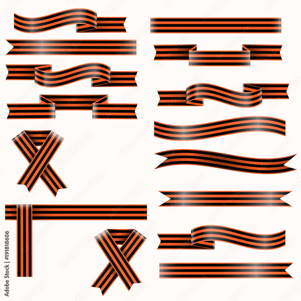 St. George ribbon vector set of elements for background design isolated