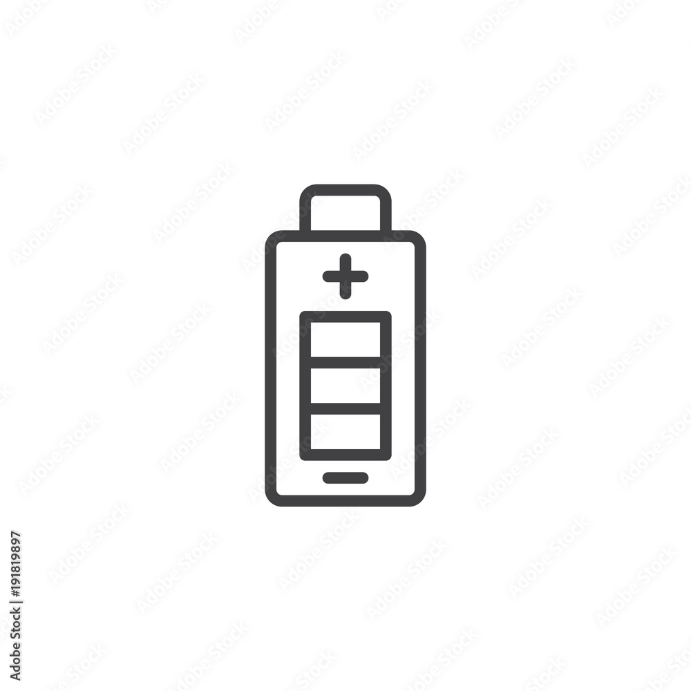 Battery line icon, outline vector sign, linear style pictogram isolated on white. Alkaline battery symbol, logo illustration. Editable stroke Battery line icon, outline vector sign, linear style pictogram isolated on white. Alkaline battery symbol, logo illustration. Editable stroke