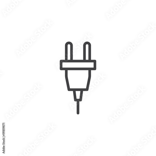 Electrical plug line icon, outline vector sign, linear style pictogram isolated on white. Symbol, logo illustration. Editable stroke