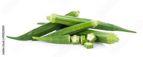 fresh okra isolated on white background