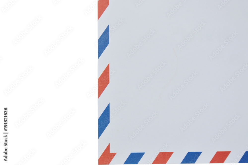 envelope with red and blue on border in white background