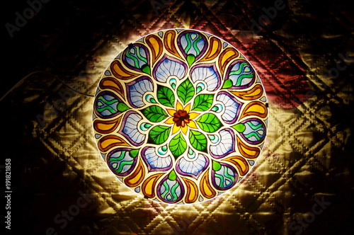 hand painted lamp in mandala geometric style