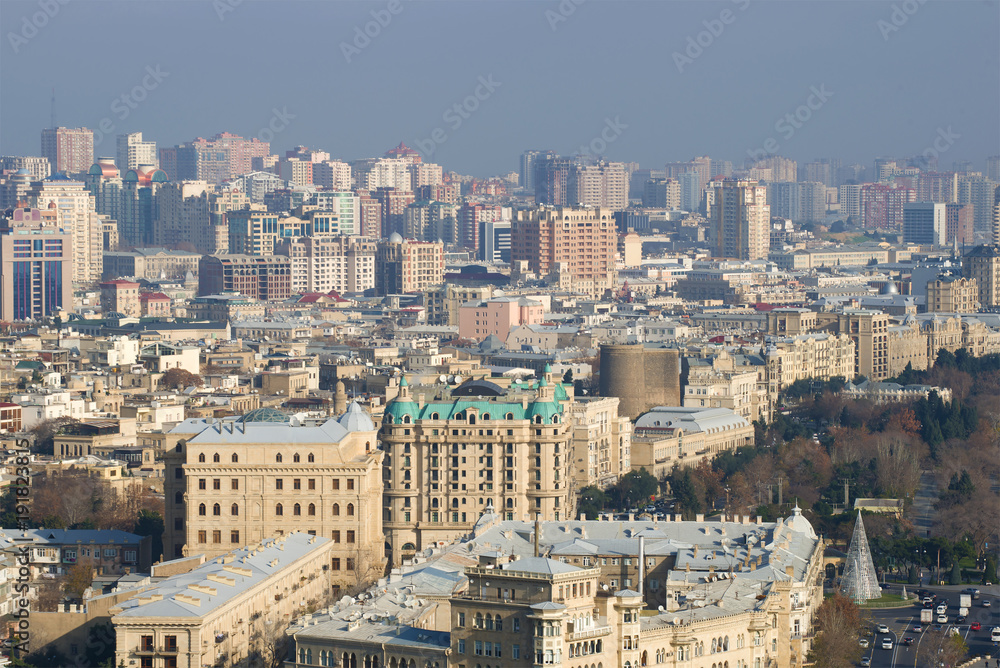 Sunny December morning over modern Baku. Azerbaijan Sunny December morning over modern Baku. Azerbaijan