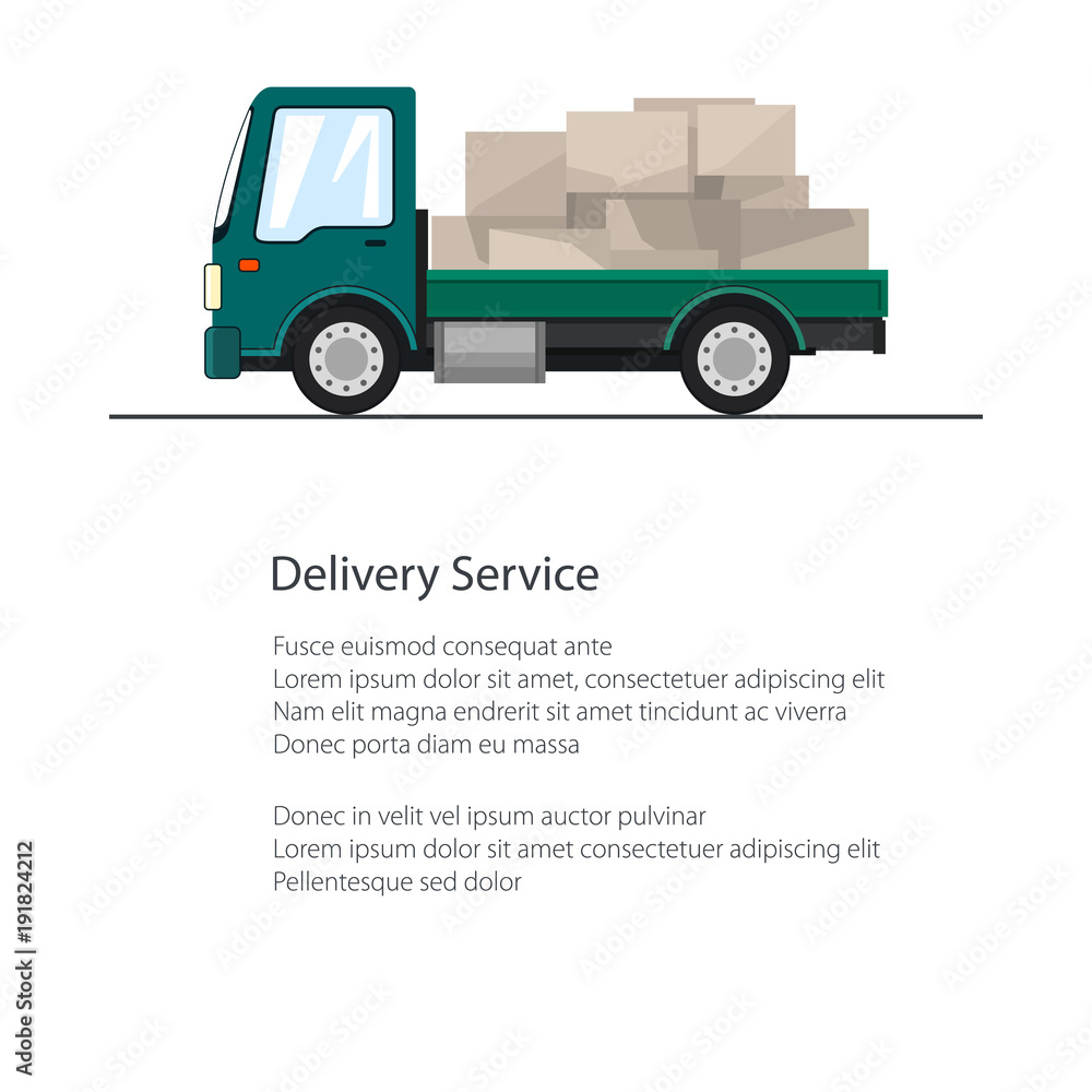 Text Box Lorry Small Cargo Truck with Boxes Isolated and Text, Poster with Lorry ...