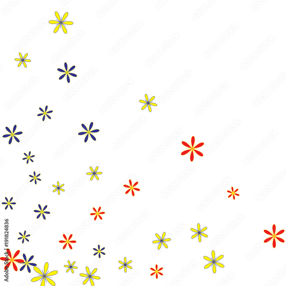 Delicate Floral Pattern with Simple Small Flowers for Greeting Card or Poster. Naive Daisy Flowers in Primitive Style. Vector Background for Spring or Summer Design. Delicate Floral Pattern with Simple Small Flowers for Greeting Card or Poster. Naive Daisy Flowers in Primitive Style. Vector Background for Spring or Summer Design.