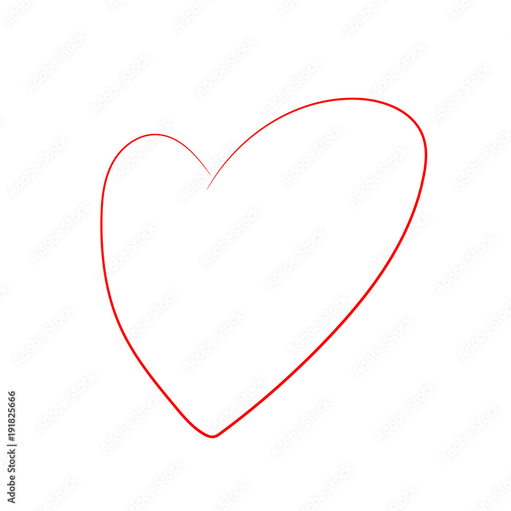 Vector Cartoon Heart Isolated on White Background. Simple Hand Drawn Red Line Art Heart. Symbol of Love. Valentines Day. Flat vector illustration. Vector Cartoon Heart Isolated on White Background. Simple Hand Drawn Red Line Art Heart. Symbol of Love. Valentines Day. Flat vector illustration.