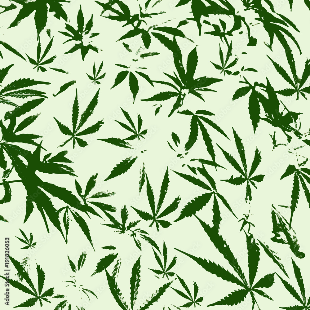 Floral pattern with cannabis leaves Floral pattern with cannabis leaves